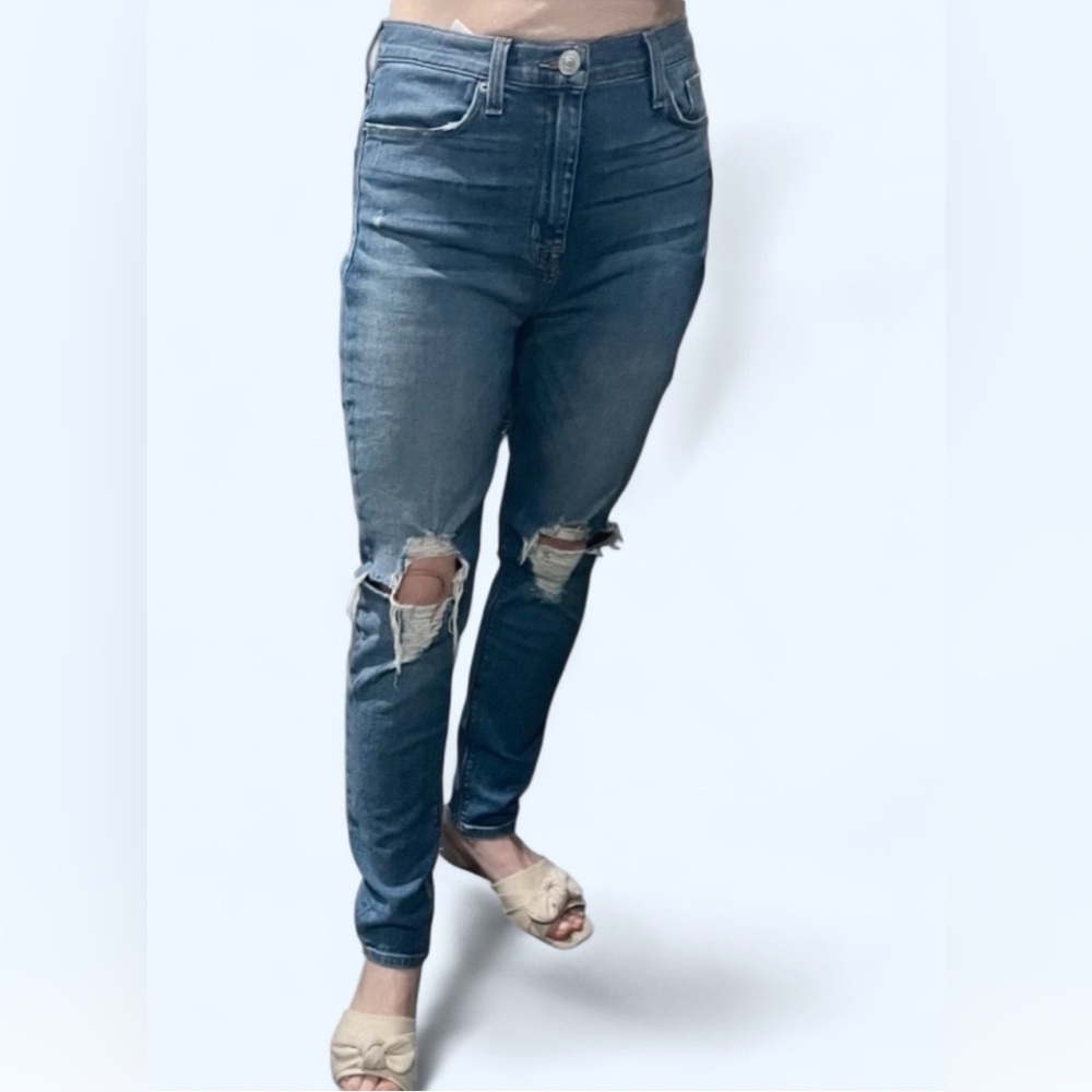 Hudson Distressed Barbara High Waist Super Skinny Ankle Jeans 31 petite friendly